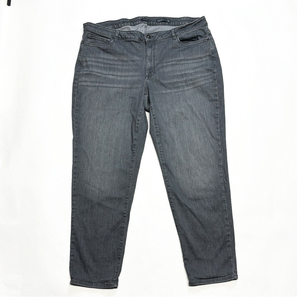 J. Jill Boyfriend Straight Leg Ankle High Rose Capri Cropped Gray Jeans